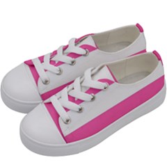 Horizontal Pink White Stripe Pattern Striped Kids  Low Top Canvas Sneakers by yoursparklingshop