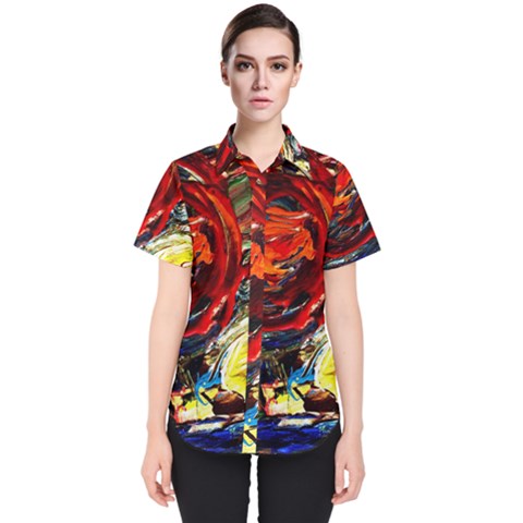 Sunset In A Mountains Women s Short Sleeve Shirt by bestdesignintheworld
