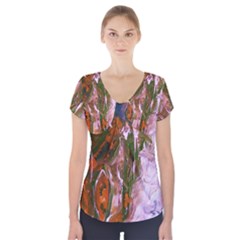 Close To Pinky,s House 12 Short Sleeve Front Detail Top by bestdesignintheworld