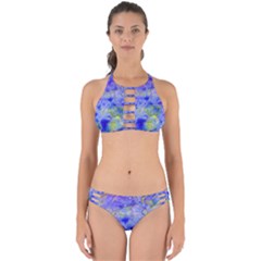 Abstract Blue Texture Pattern Perfectly Cut Out Bikini Set by Simbadda