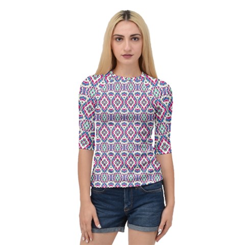 Colorful Folk Pattern Quarter Sleeve Raglan Tee by dflcprints