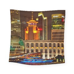 Shanghai Skyline Architecture Square Tapestry (small) by Simbadda