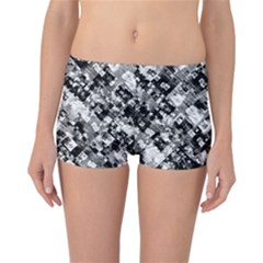Black And White Patchwork Pattern Reversible Boyleg Bikini Bottoms by dflcprints