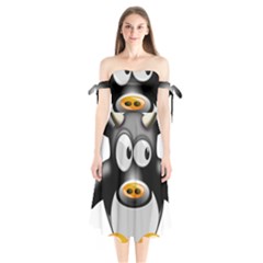 Cow Animal Mammal Cute Tux Shoulder Tie Bardot Midi Dress by Simbadda