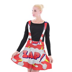 Comic Bubble Popart Cartoon Action Suspender Skater Skirt by Simbadda