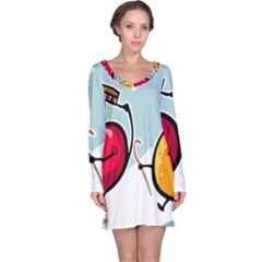 Dancing Fruit Apple Organic Fruit Long Sleeve Nightdress by Simbadda