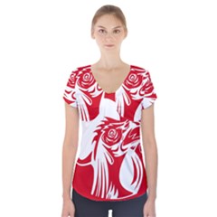 Cock Logo Emblem Symbol France Short Sleeve Front Detail Top by Simbadda