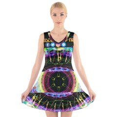 Social Media Rave Leggings V-neck Sleeveless Dress by TheExistenceOfNeon2018