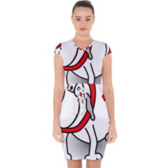 Dog Animal Pet Grin Sit Happy Capsleeve Drawstring Dress  by Nexatart