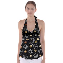 Dog Pawprint Tracks Background Pet Babydoll Tankini Top by Nexatart
