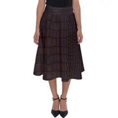 Gator Brown Leather Print Perfect Length Midi Skirt by LoolyElzayat