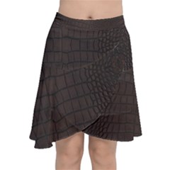 Gator Brown Leather Print Chiffon Wrap by LoolyElzayat
