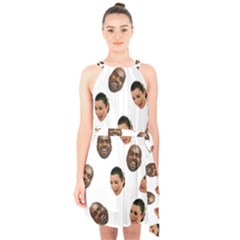 Crying Kim Kardashian Halter Collar Waist Tie Chiffon Dress by Valentinaart