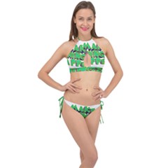 Act Do Text Make Tackle Implement Cross Front Halter Bikini Set by Sapixe