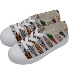 Fish Sardines Motive Pattern Kids  Low Top Canvas Sneakers by Sapixe