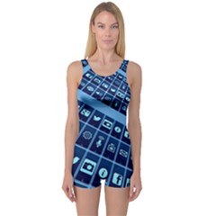 Mobile Phone Smartphone App One Piece Boyleg Swimsuit by Sapixe