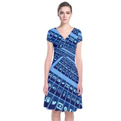 Mobile Phone Smartphone App Short Sleeve Front Wrap Dress by Sapixe