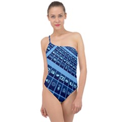 Mobile Phone Smartphone App Classic One Shoulder Swimsuit by Sapixe