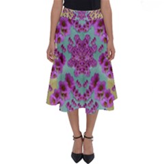 Climbing And Loving Beautiful Flowers Of Fantasy Floral Perfect Length Midi Skirt by pepitasart