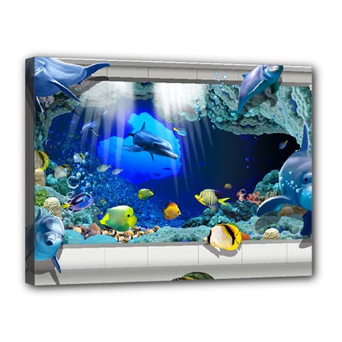 Dolphin Art Creation Natural Water Canvas 16  X 12  by Sapixe