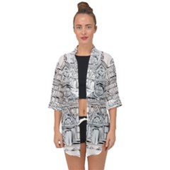 Line Art Architecture Church Italy Open Front Chiffon Kimono by Sapixe