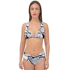 Line Art Architecture Vintage Old Double Strap Halter Bikini Set by Sapixe