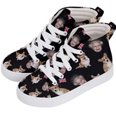 Queen Elizabeth s Corgis Pattern Kid s Hi-top Skate Sneakers by Valentinaart