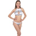 Lettering Points Creative Pen Dots Cross Front Halter Bikini Set View1