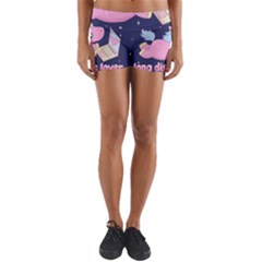 Long Distance Lover - Cute Unicorn Yoga Shorts by Valentinaart