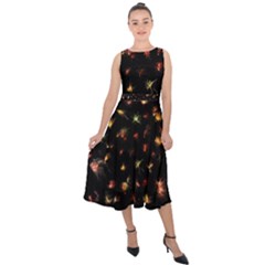 Fireworks Christmas Night Dark Midi Tie-back Chiffon Dress by Sapixe