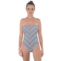 White Fabric Pattern Textile Tie Back One Piece Swimsuit by Sapixe
