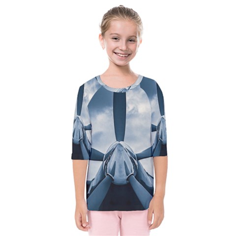 Propeller - Sky Challenger Kids  Quarter Sleeve Raglan Tee by FunnyCow