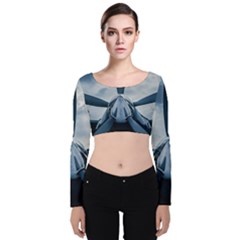 Propeller - Sky Challenger Velvet Crop Top by FunnyCow