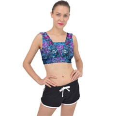 Water Color Violet V-back Sports Bra by FunnyCow