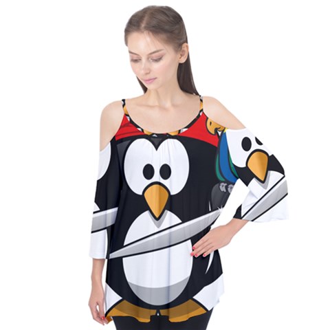 Penguin Pirate Tux Animal Bandana Flutter Tees by Sapixe