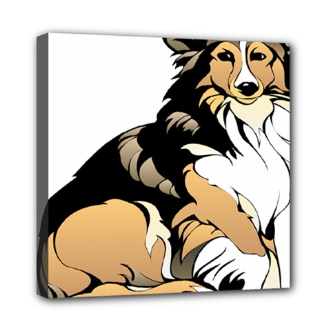 Dog Sitting Pet Collie Animal Mini Canvas 8  X 8  by Sapixe