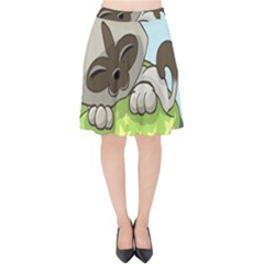 Kitten Kitty Cat Sleeping Sleep Velvet High Waist Skirt by Sapixe