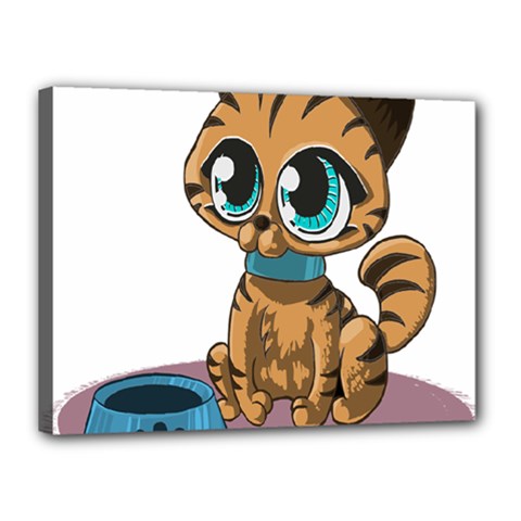 Kitty Cat Big Eyes Ears Animal Canvas 16  X 12  by Sapixe