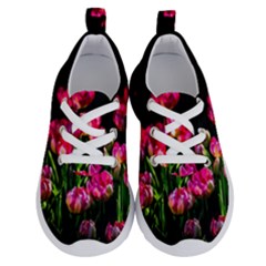 Pink Tulips Dark Background Running Shoes by FunnyCow