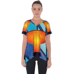 Orange Light Cut Out Side Drop Tee by FunnyCow