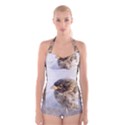 Funny Wet Sparrow Bird Boyleg Halter Swimsuit  View1