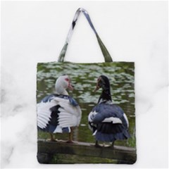 Muscovy Ducks At The Pond Grocery Tote Bag by IIPhotographyAndDesigns