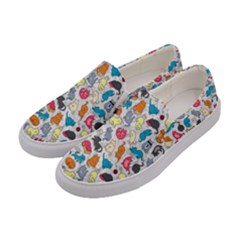 Funny Cute Colorful Cats Pattern Women s Canvas Slip Ons by EDDArt