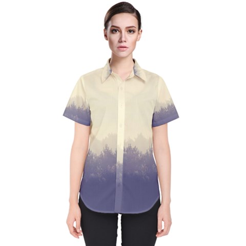 Cloudy Foggy Forest With Pine Trees Women s Short Sleeve Shirt by genx