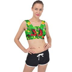 Bleeding Heart Flowers In Spring V-back Sports Bra by FunnyCow