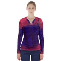 Sea Horses V-neck Long Sleeve Top by snowwhitegirl