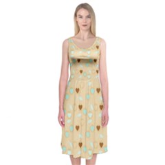 Beige Heart Cherries Midi Sleeveless Dress by snowwhitegirl
