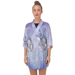 Wonderful Butterlies With Flowers Half Sleeve Chiffon Kimono by FantasyWorld7