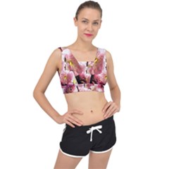 Blooming Almond At Sunset V-back Sports Bra by FunnyCow