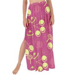 Yellow Pink Cherries Maxi Chiffon Tie-up Sarong by snowwhitegirl